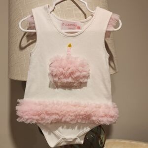 Lil Cupcake 12M White and Pink Baby Onesie